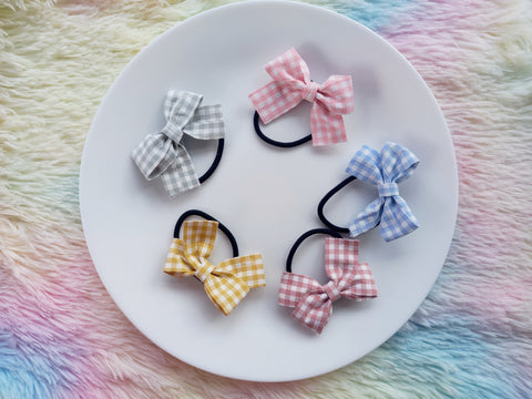 Checked Design Bow Rubber Band (1 Pair)